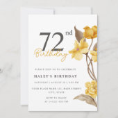 Floral Chic Elegant Eenvoudig Geel 72e Verjaardag Kaart (Voorkant)