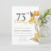 Floral Chic Elegant Eenvoudig Geel 73e Verjaardag Kaart (Staand voorkant)