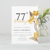 Floral Chic Elegant Eenvoudig Geel 77e Verjaardag Kaart (Staand voorkant)