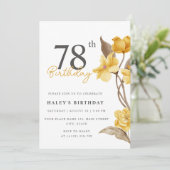 Floral Chic Elegant Eenvoudig Geel 78e Verjaardag Kaart (Staand voorkant)