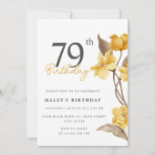 Floral Chic Elegant Eenvoudig Geel 79e Verjaardag Kaart (Voorkant)
