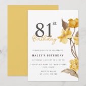 Floral Chic Elegant Eenvoudig Geel 81e Verjaardag Kaart (Voorkant / Achterkant)