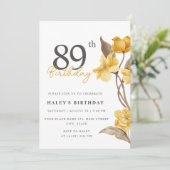 Floral Chic Elegant Eenvoudig Geel 89e Verjaardag Kaart (Staand voorkant)
