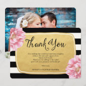 Floral Chic Foto Dank je kaart / Goud (Voorkant / Achterkant)