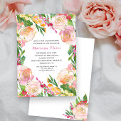 Floral Chic Framed Pink and Gold Quinceanera Kaart