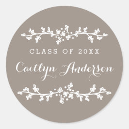 Floral Chic gepersonaliseerde Afstudeerder envelop Ronde Sticker