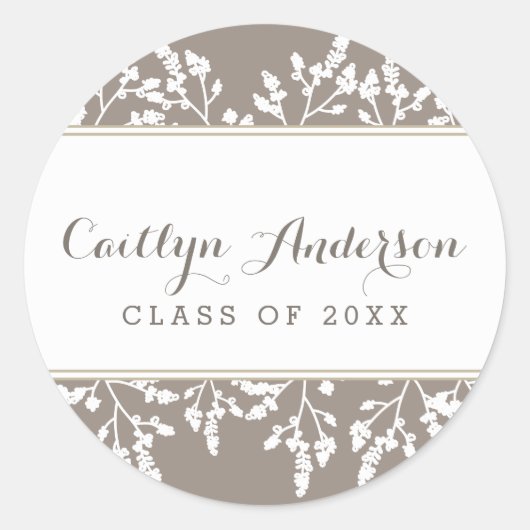 Floral Chic gepersonaliseerde Afstudeerder envelop Ronde Sticker (Voorkant)