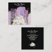 *~* Floral Chic Glitter Girly Feminine Exciting Vierkante Visitekaartje (Voorkant / Achterkant)
