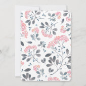 Floral chic grijs roze lijst waterverf bruiloft kaart (Achterkant)
