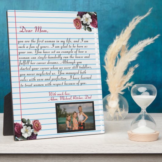 Floral Chic handgeschreven liefdesbrief Mam berich Fotoplaat (Zijkant)