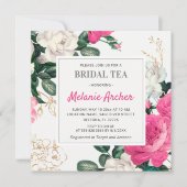 Floral Chic Hot Pink Peony Rozen Vrijgezellenfeest Kaart (Voorkant)