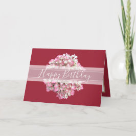  Floral Chic Hydrangea Bloemroze Birthday Kaart