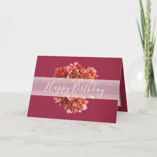 Floral Chic Hydrangea Flower Bouquet Pink Birthday Kaart