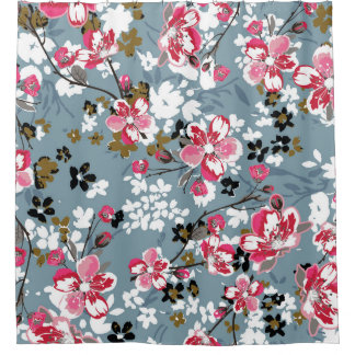 Floral Chic: kleine bloesem achtergronden Douchegordijn