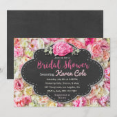 Floral Chic Krijtbord Bruids Douche Uitnodiging (Voorkant / Achterkant)