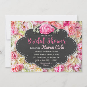 Floral Chic Krijtbord Bruids Douche Uitnodiging