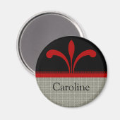 Floral Chic Magnet, donkerrood Magneet (Voorkant / Achterkant)