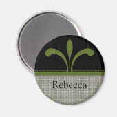Floral Chic Magnet, Olive Green Magneet (Voorkant / Achterkant)