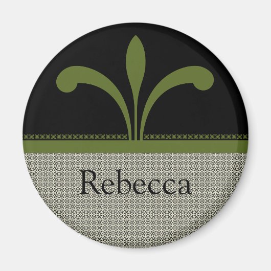 Floral Chic Magnet, Olive Green Magneet (Voorkant)