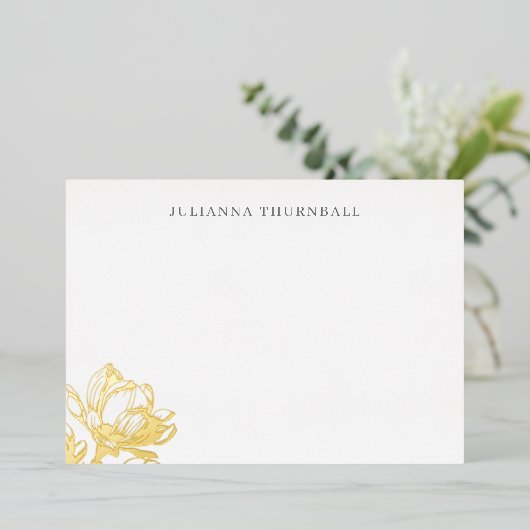 Floral Chic Magnolia Luxe persoonlijke verhalen Folie Uitnodiging (Staand Voorkant)