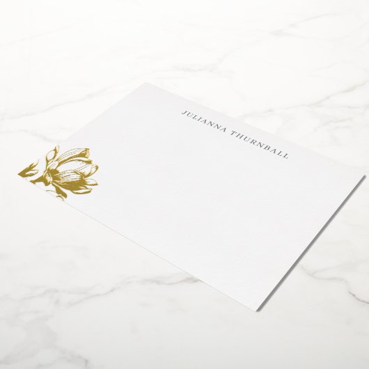 Floral Chic Magnolia Luxe persoonlijke verhalen Folie Uitnodiging (Gedraaid)