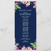 Floral Chic Marine Blauw Elegant Trouwprogramma Programmakaart (Achterkant)