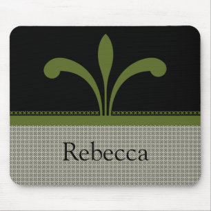 Floral Chic Mousepad, Olive Green Muismat