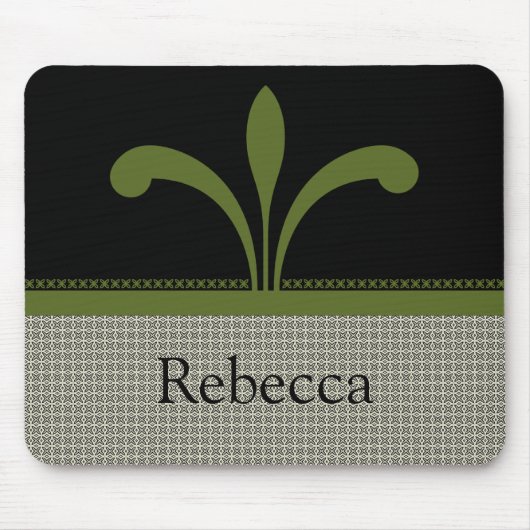 Floral Chic Mousepad, Olive Green Muismat (Voorkant)