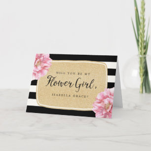 Floral Chic Name Bloemenmeisje Card/Champagne