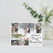 Floral Chic Ons eerste Kerstfeest 4 Foto Collage Briefkaart (Staand voorkant)