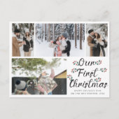 Floral Chic Ons eerste Kerstfeest 4 Foto Collage Briefkaart (Voorkant)