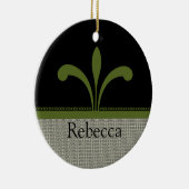 Floral Chic Ornament, Olive Green Keramisch Ornament (Rechts)