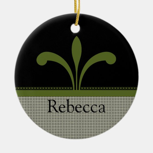 Floral Chic Ornament, Olive Green Keramisch Ornament (Voorkant)