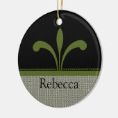 Floral Chic Ornament, Olive Green Keramisch Ornament (Links)