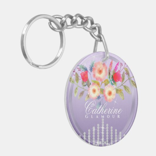 Floral Chic Paarse Sleutelhanger (Voorkant Links)
