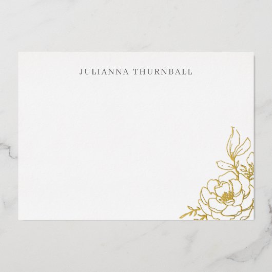 Floral Chic Peony Luxe Personal Stationery Folie I Folie Uitnodiging (Voorkant)