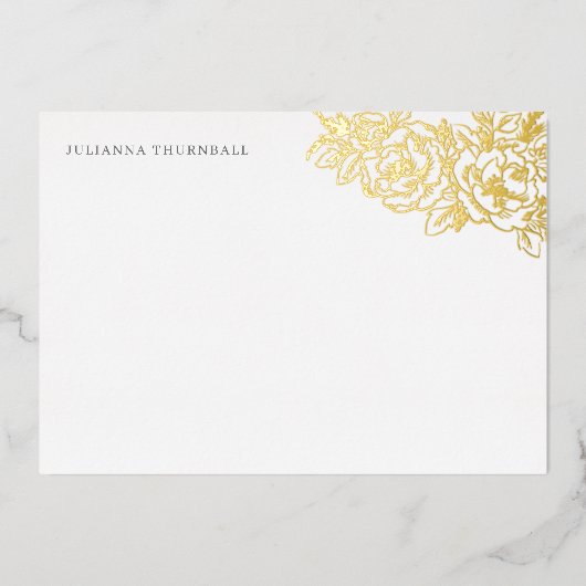 Floral Chic Peony Luxe persoonlijke verhalen Folie Uitnodiging (Voorkant)