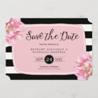 Floral Chic Photo Save the Date Card / Roze