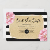 Floral Chic Photo Save the Date | Glitter Kaart (Voorkant)