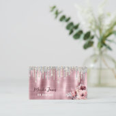 Floral Chic Roos Blush Roze druppelen Afsprakenkaartje (Staand voorkant)