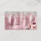 Floral Chic Roos Blush Roze druppelen Afsprakenkaartje (Voorkant)