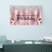 Floral Chic Roos Blush Roze druppelen Spandoek (Beurs)