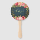 Floral chic rozen baby meisje douche welkom gunst handwaaier (Achterkant)