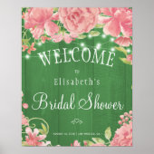 Floral chic rustic vrijgezellenfeest welkomstbord poster (Voorkant)
