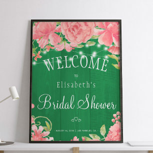 Floral chic rustic vrijgezellenfeest welkomstbord poster