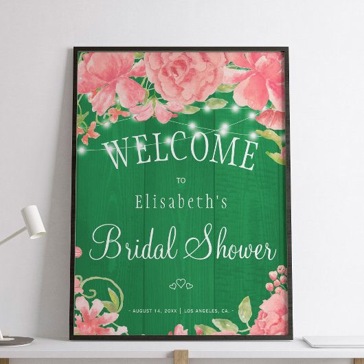 Floral chic rustic vrijgezellenfeest welkomstbord poster