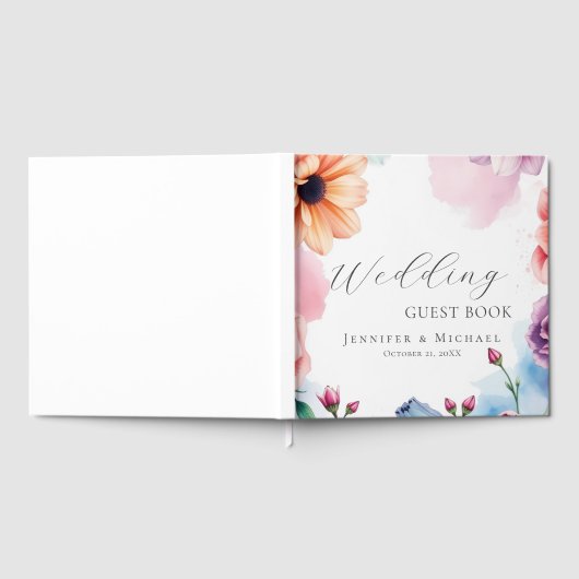 Floral Chic Simple Minimalist Modern Plain Wedding Gastenboek (Volledig)