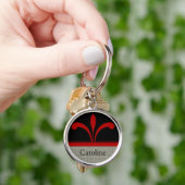 Floral Chic Sleutelhanger, donkerrood Sleutelhanger (Hand)