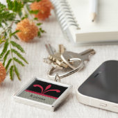 Floral Chic Sleutelhanger, Magenta Sleutelhanger (Zijkant)