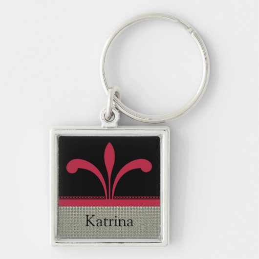 Floral Chic Sleutelhanger, Magenta Sleutelhanger (Voorkant)